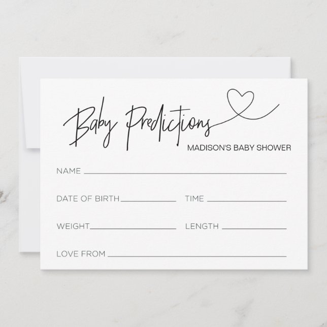 Tarjetas de predicción Baby Shower personalizadas (Anverso)