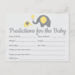 Tarjetas de predicciones de bebé elefante amarillo