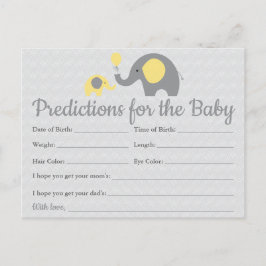 Tarjetas de predicciones para Baby Shower Elefante