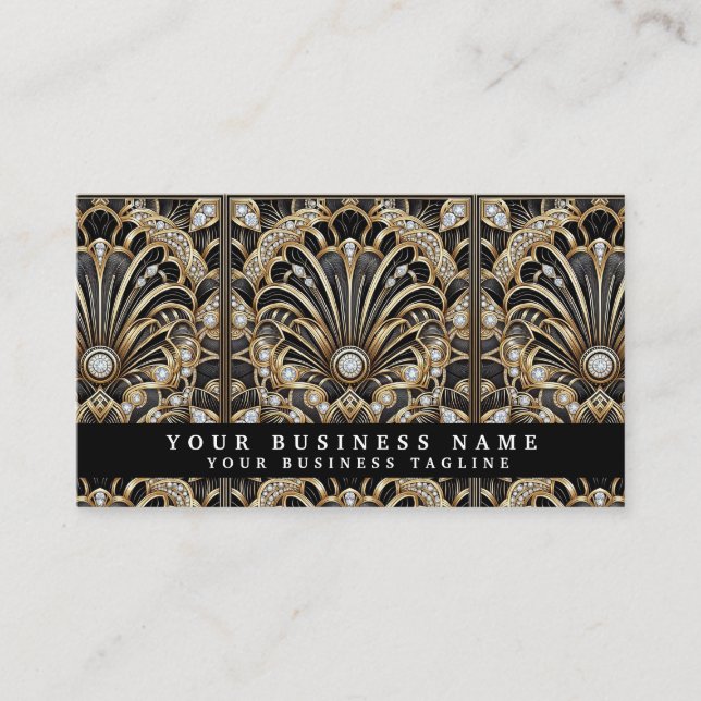 Tarjetas de presentación Art Déco con diamantes ne (Anverso)