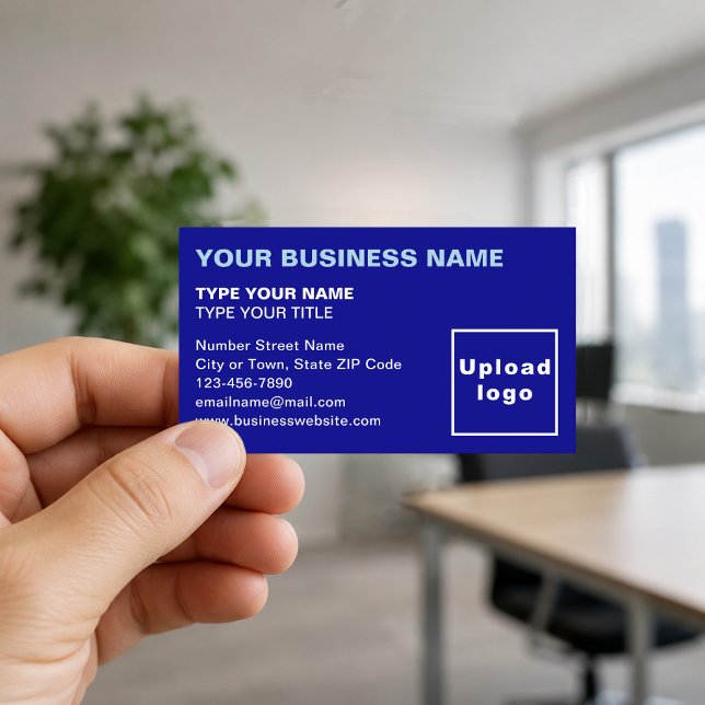 Tarjetas de presentación azules alineadas a la izq (Front of the business card)