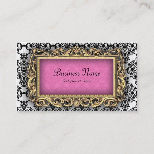 Tarjetas de presentación barrocas rosa damasco de  (Anverso)
