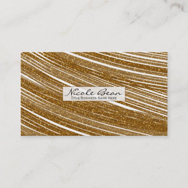 Tarjetas de presentación blancas chic con brillo d (Anverso)