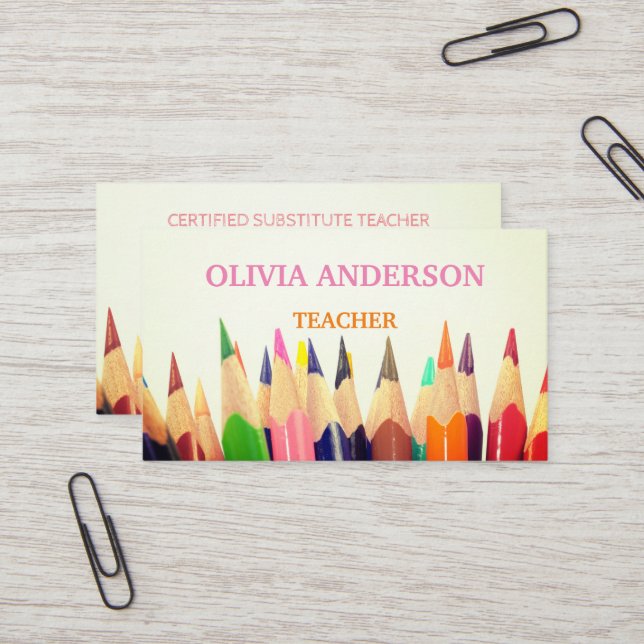 Tarjetas de presentación blancas para maestros | t (Anverso/Reverso In Situ)
