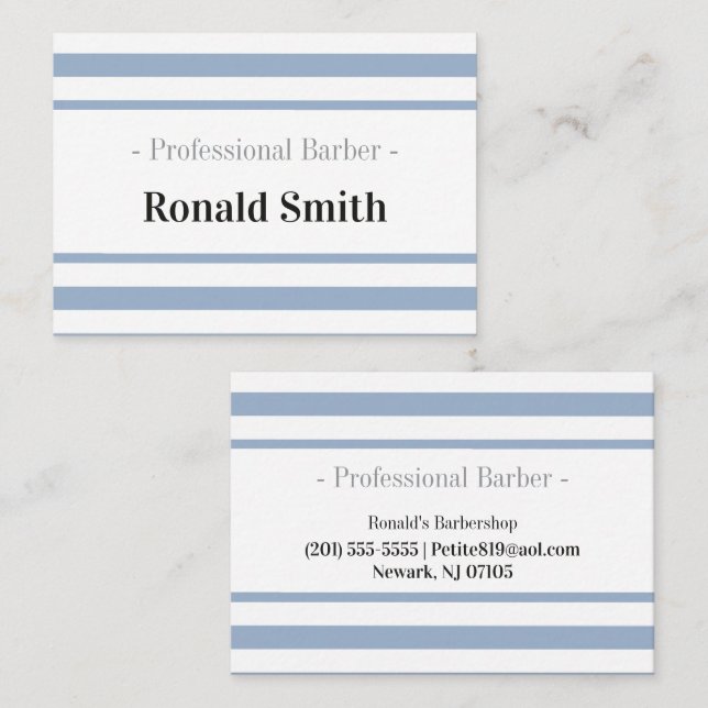 Tarjetas de presentación, Blue Stripe Barbershop B (Anverso / Reverso)