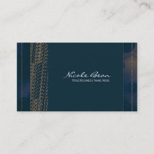Tarjetas de presentación Bokeh Glam Blue & Gold Ch