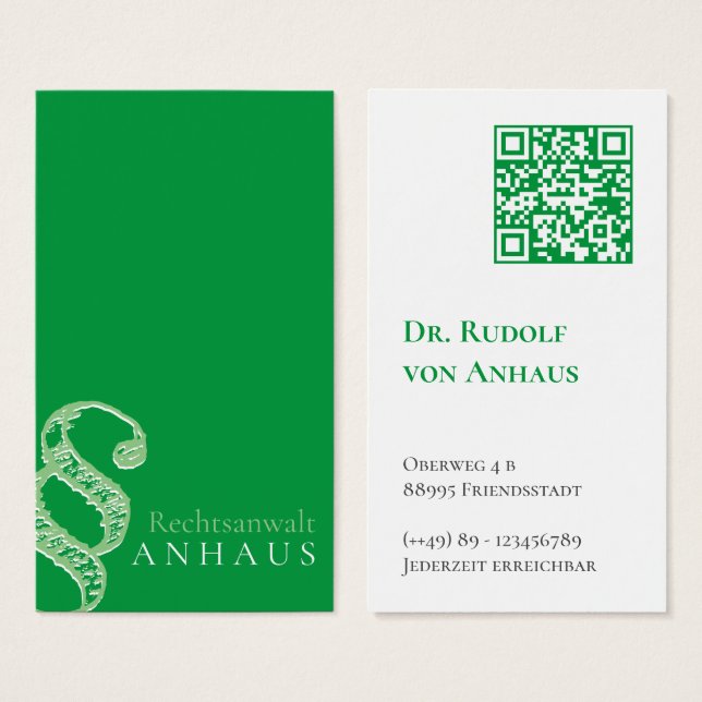 Tarjetas de presentación Código QR del abogado Gre (Anverso y reverso)