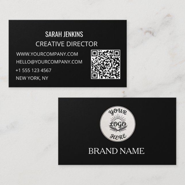 tarjetas de presentación código QR moderno blanco  (Anverso / Reverso)