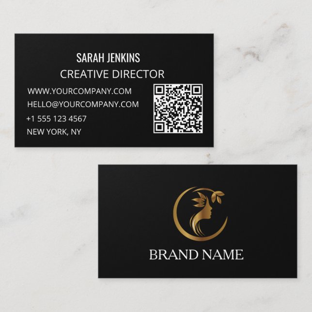 tarjetas de presentación código QR moderno en blan (Anverso / Reverso)