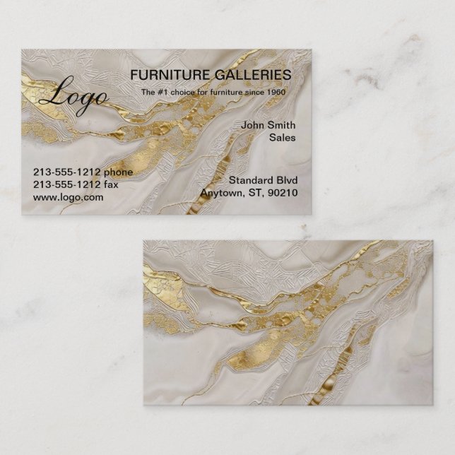 Tarjetas de presentación con logotipo de mármol de (Anverso / Reverso)