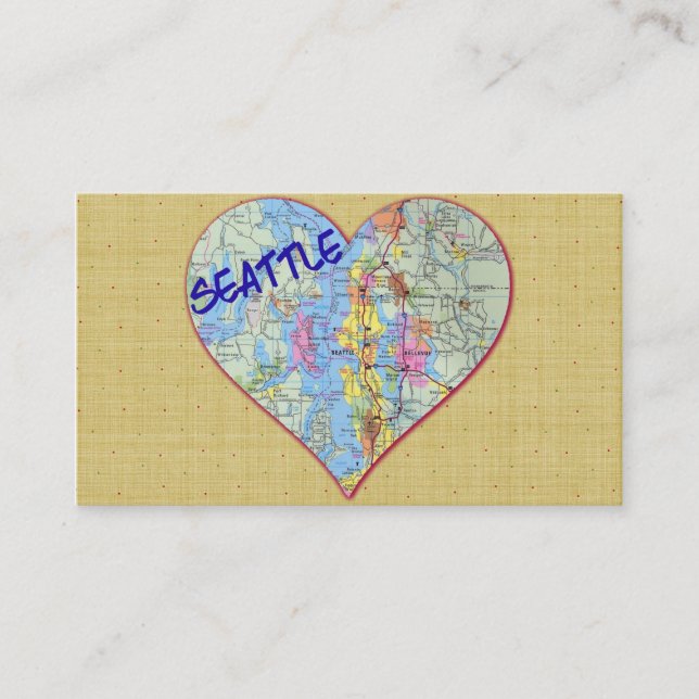 Tarjetas de presentación con mapa de Seattle recor (Anverso)
