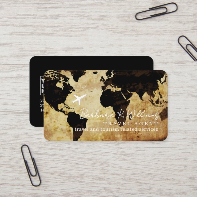 Tarjetas de presentación con mapa mundial para age (Anverso/Reverso In Situ)