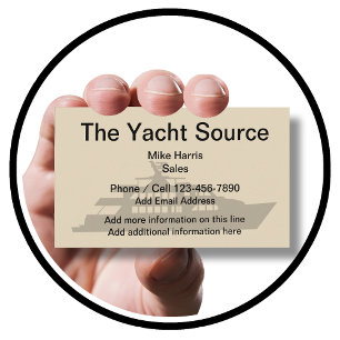 Tarjetas de presentación con tema de barco yate