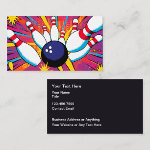Tarjetas de presentación con tema de bolos