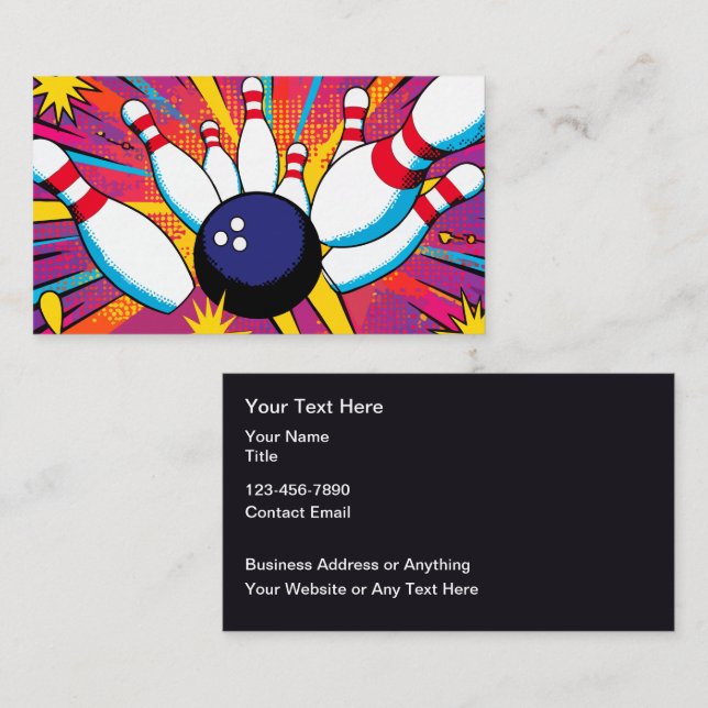Tarjetas de presentación con tema de bolos (Anverso / Reverso)