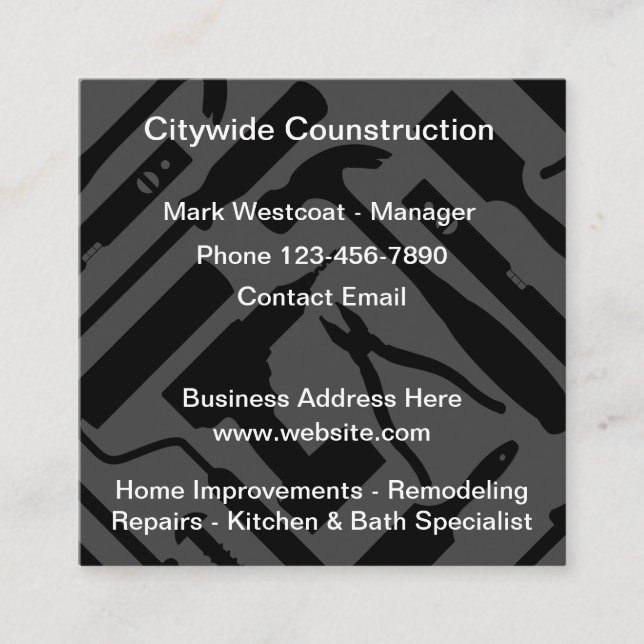 Tarjetas de presentación con tema de construcción  (Anverso)