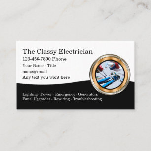 Tarjetas de presentación con tema de electricista 