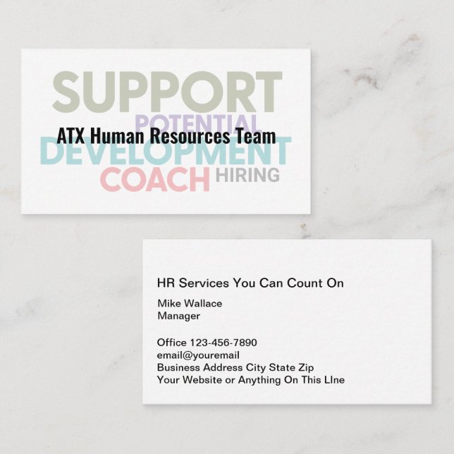Tarjetas de presentación con tema de recursos huma (Anverso / Reverso)