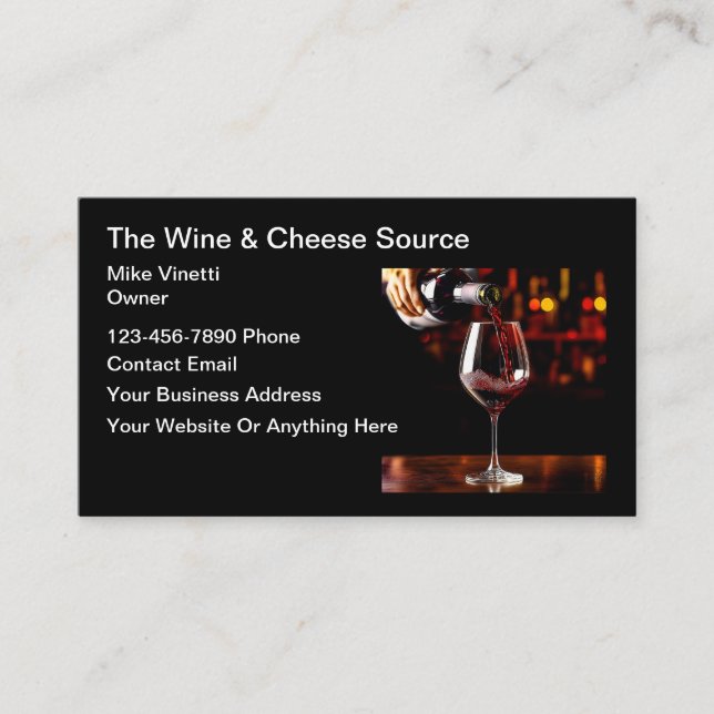 Tarjetas de presentación con tema de vino elegante (Anverso)