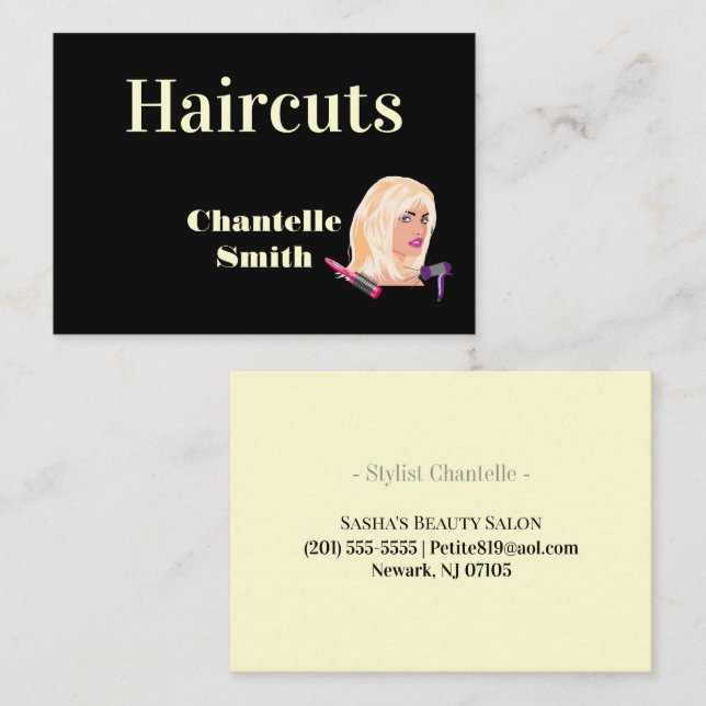 Tarjetas de presentación, cortes de pelo de estili (Anverso / Reverso)