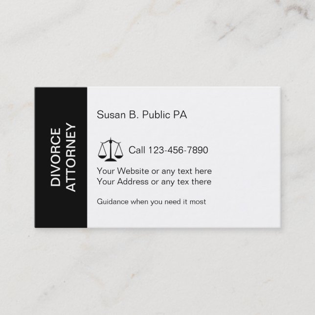 Tarjetas de presentación de abogado de divorcio (Anverso)