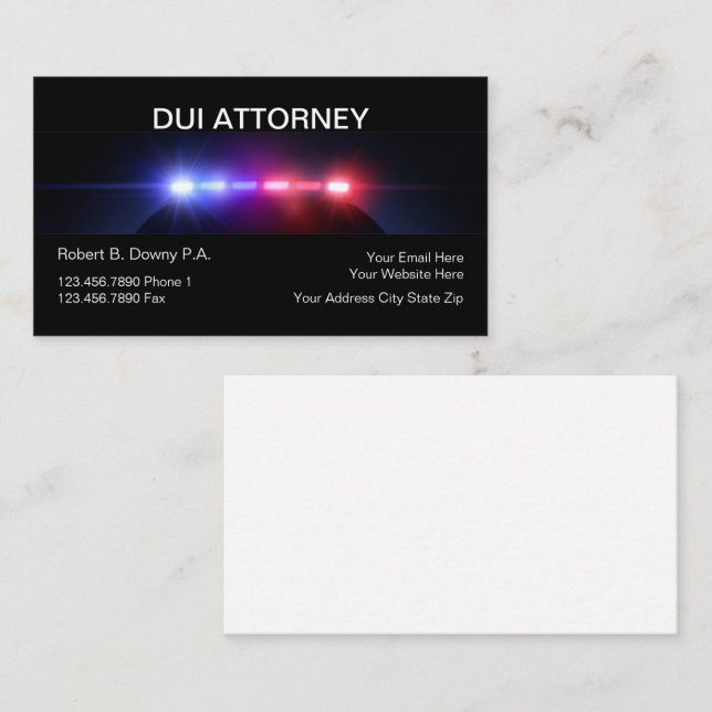 Tarjetas de presentación de abogado de DUI (Anverso / Reverso)