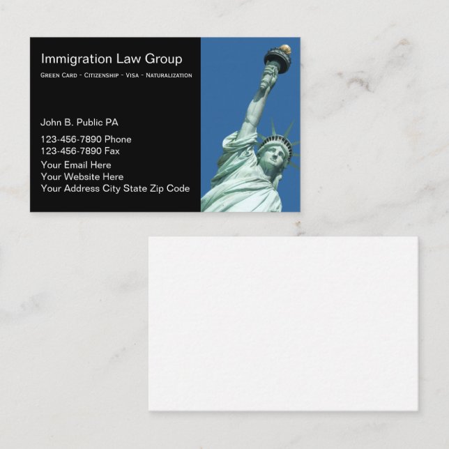 Tarjetas de presentación de abogado de inmigración (Anverso / Reverso)