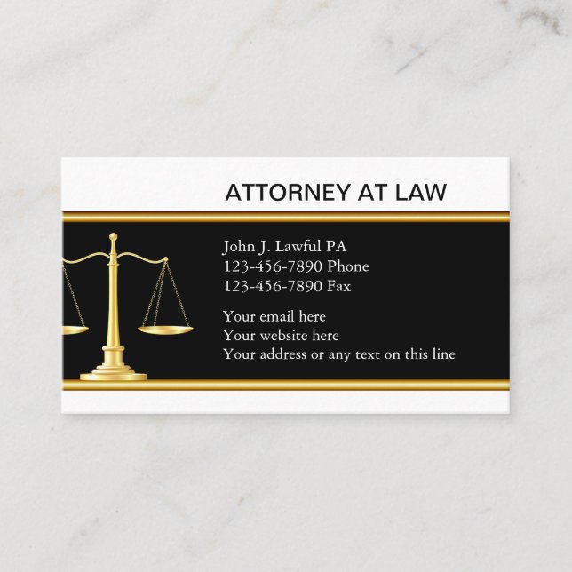 Tarjetas de presentación de abogado elegantes (Anverso)