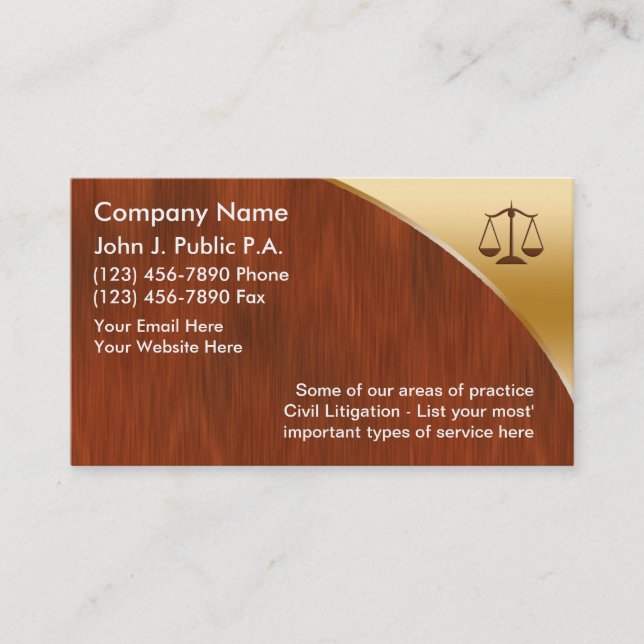 Tarjetas de presentación de abogados (Anverso)