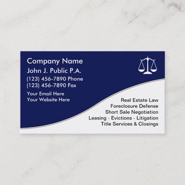 Tarjetas de presentación de abogados (Anverso)