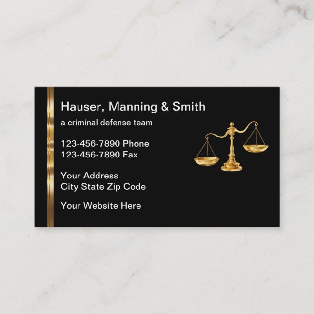 Tarjetas de presentación de abogados modernas y el (Anverso)