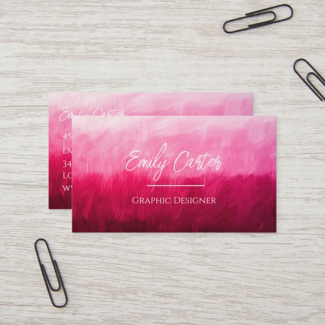 Tarjetas de presentación de acuarela rosa modernas (Anverso/Reverso In Situ)