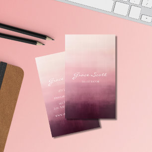Tarjetas de presentación de acuarela rosa modernas