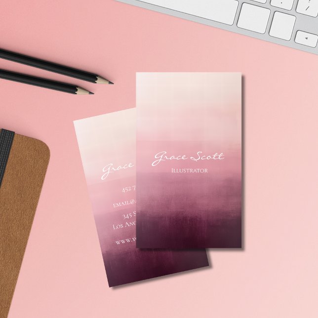 Tarjetas de presentación de acuarela rosa modernas (Subido por el creador)