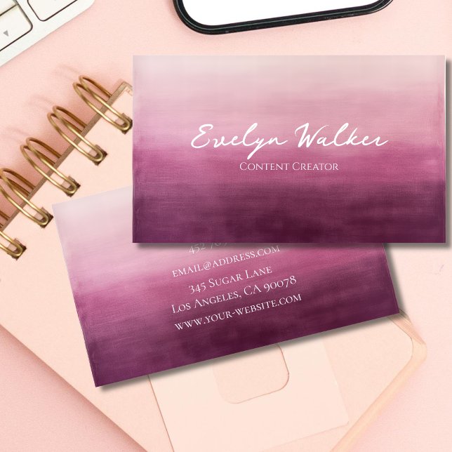 Tarjetas de presentación de acuarela rosa modernas (Subido por el creador)