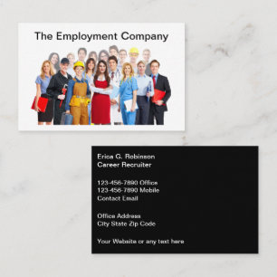 Tarjetas de presentación de agencia de empleo temp
