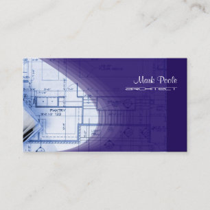 Tarjetas de presentación de arquitecto azul añil