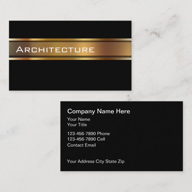 Tarjetas de presentación de arquitecto con clase (Anverso / Reverso)