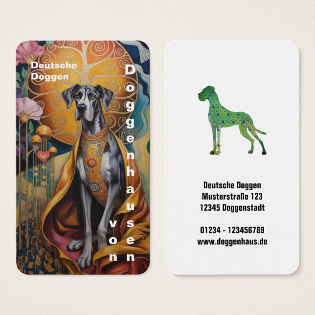 Tarjetas de presentación de arte de Gran Danés col (Anverso y reverso)