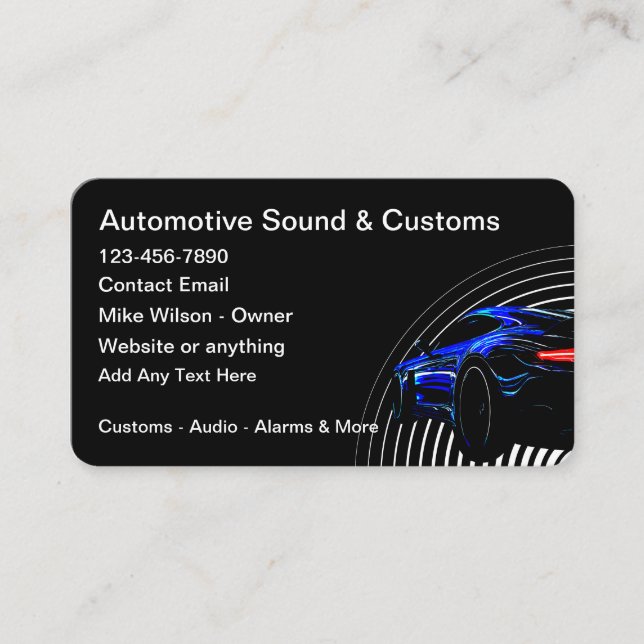 Tarjetas de presentación de audio automotriz y adu (Anverso)