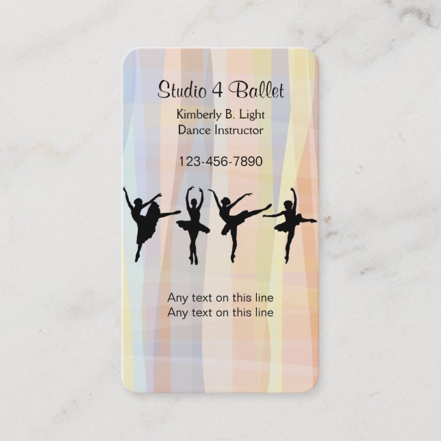 Tarjetas de presentación de baile de ballet (Anverso)
