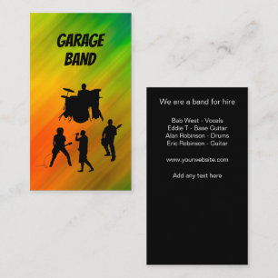 Tarjetas de presentación de banda de música para c