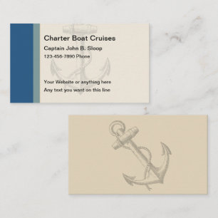 Tarjetas de presentación de barco chárter