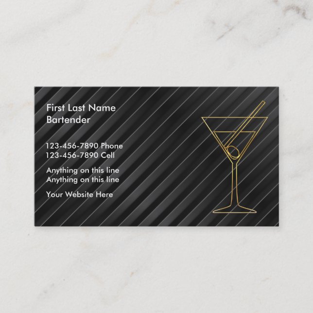 Tarjetas de presentación de barman (Anverso)