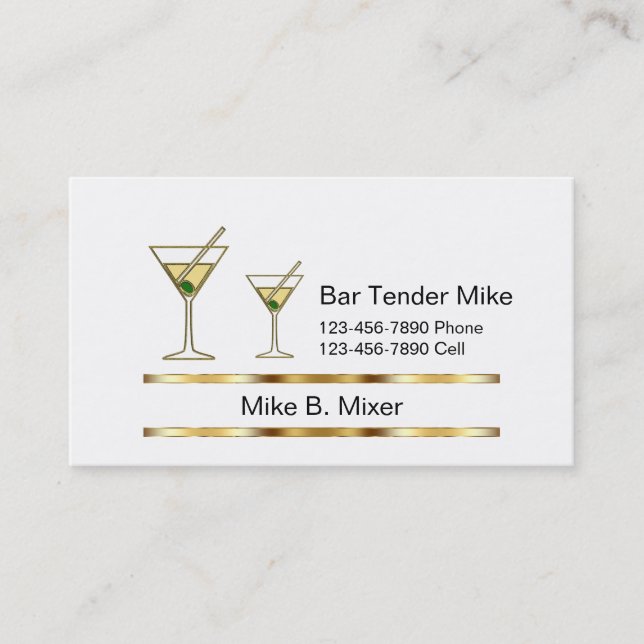 Tarjetas de presentación de barman con clase (Anverso)