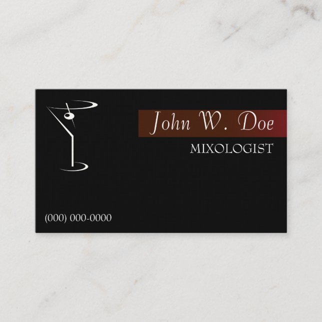 Tarjetas de presentación de barman de mixología (Anverso)