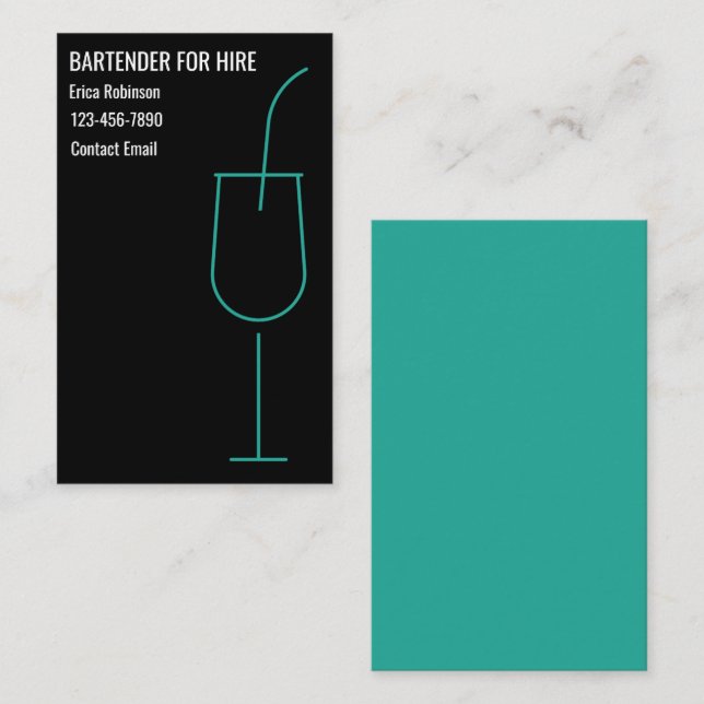Tarjetas de presentación de barman genial para alq (Anverso / Reverso)