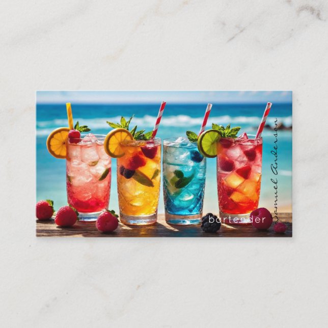 Tarjetas de presentación de barman mixólogo (Anverso)