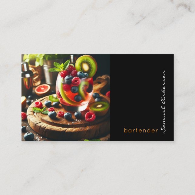 Tarjetas de presentación de barman mixólogo (Anverso)