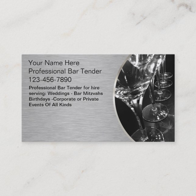 Tarjetas de Presentación de Bartender (Anverso)